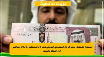 استقرار ملحوظ.. سعر الريال السعودي اليوم في مصر 29 أغسطس 2025 وتفاصيل أداء العملة بالبنوك 1